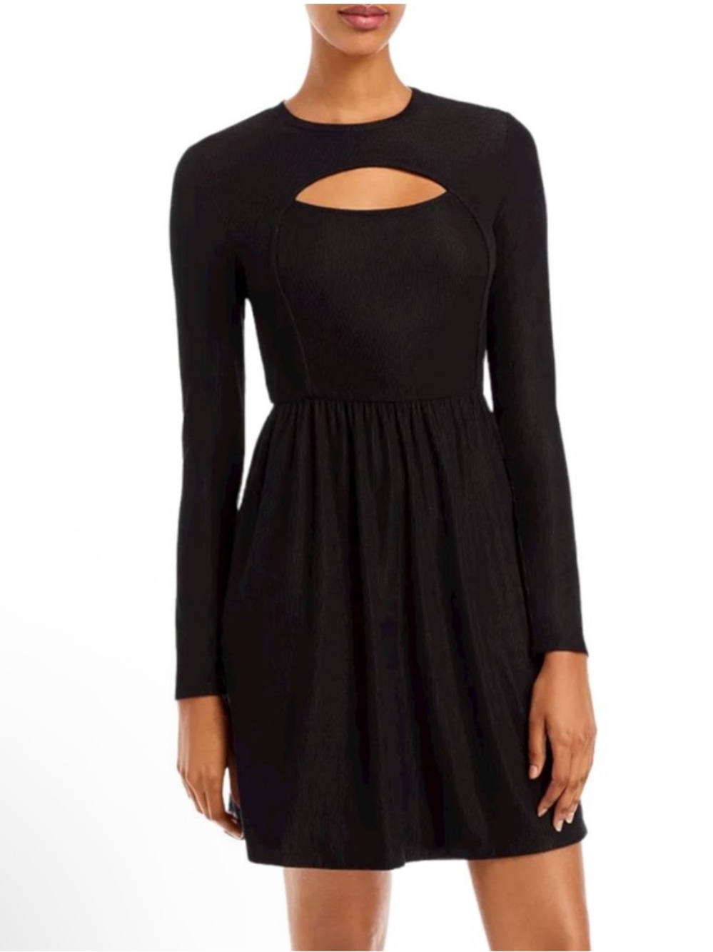 Aqua Black Long-Sleeve Cutout Mini Dress XL